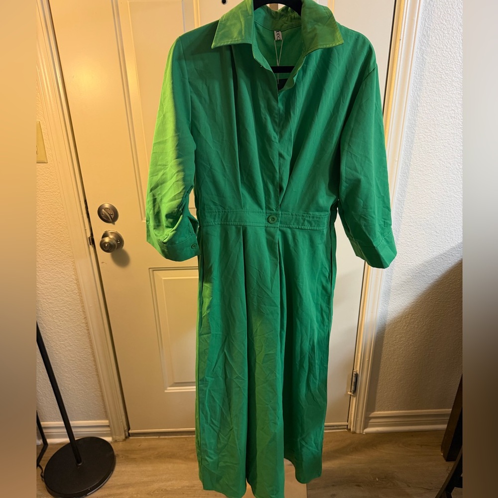 Uoozee Green Collared Maxi Dress Medium NWT